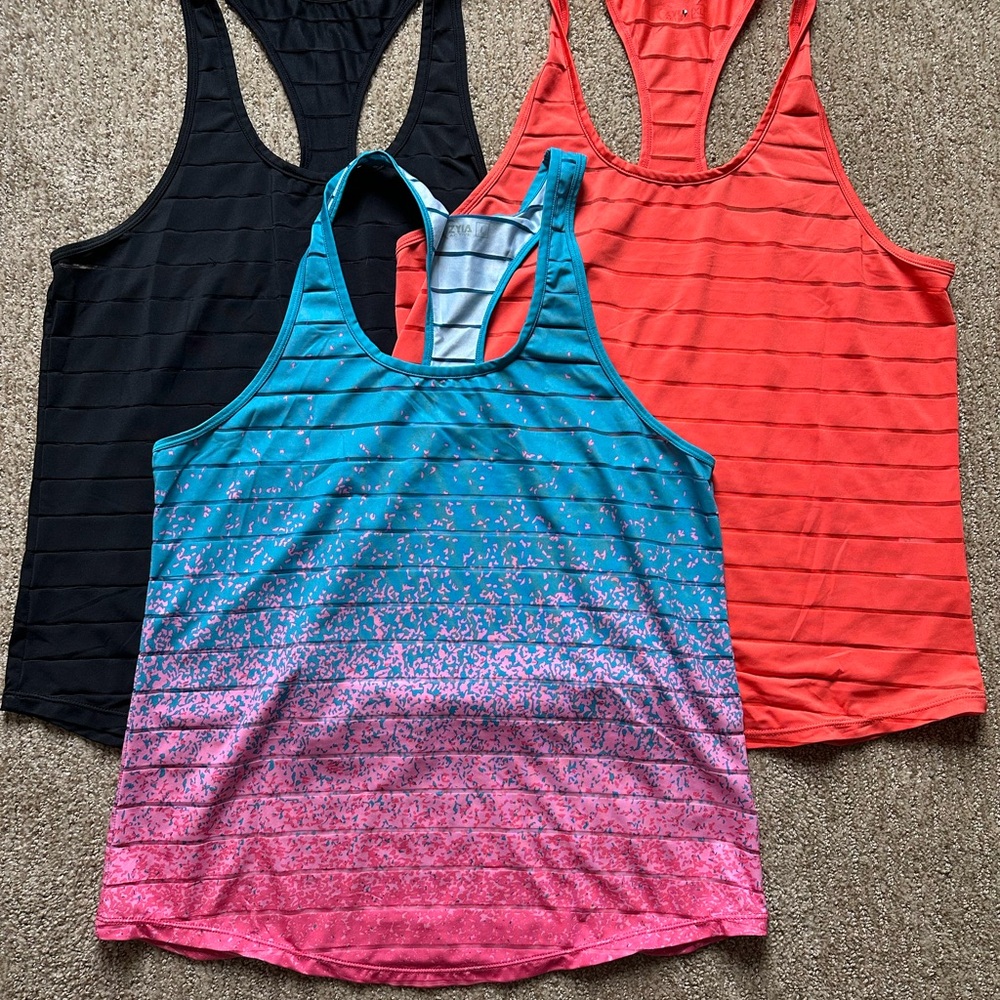 ZYIA Womens Tank Tops - Teal/Pink Ombre (RARE color), Black, Coral